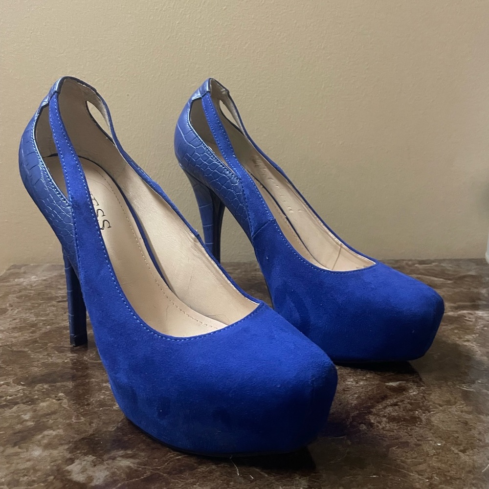 Guess Cherie Electric Blue Suede Shoes